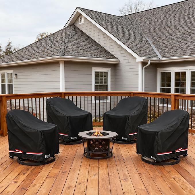 Bitubi Waterproof 4 Pack Outdoor Swivel Chair Cover for Patio Chair Size Up to 30W x 34D x 38.5H inch,Outdoor Lawn Patio Furniture Covers (Black)