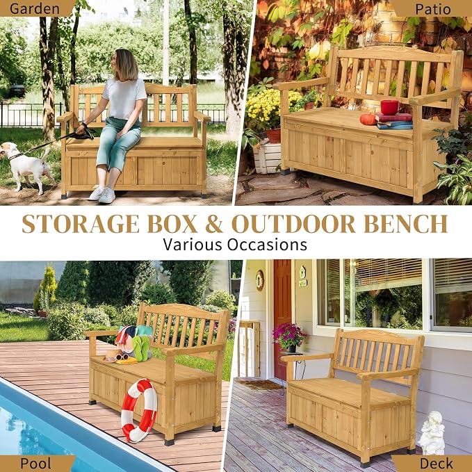 44" Outdoor Storage Bench Deck Box, Entryway Storage Bench Portable for Patio Garden Balcony Yard, Outdoor Storage Deck Box,Storage Bench Deck Box for Patio Furniture,Outside Storage Box Bench Chair