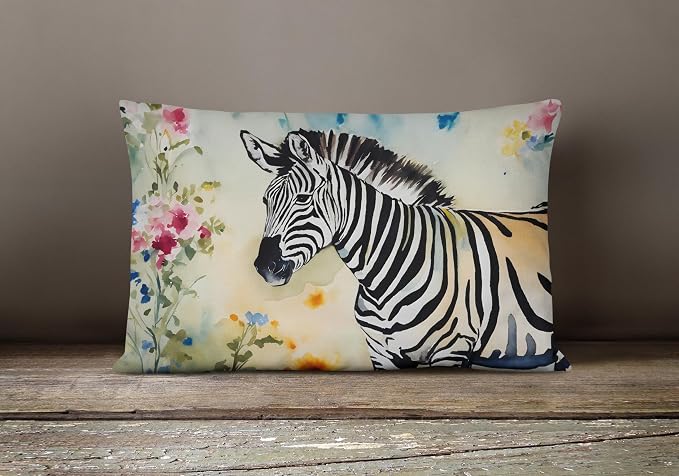 Caroline's Treasures DAC3014PW1216 Zebra Throw Pillow Machine Washable, Indoor Outdoor Decorative Pillow for Couch, Bed or Patio, 12HX16W