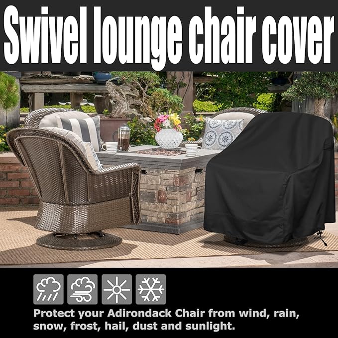 Outdoor Swivel Lounge Chair Cover 2 Pack,Waterproof Heavy Duty Outdoor Chair Covers, (30" W X 34" D X 38.5" H) Patio Furniture Cover for Swivel Patio Lounge Chair