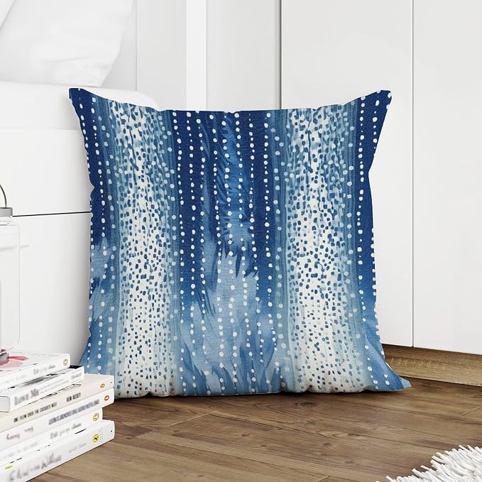 Antelope Aqua Animal Cushion Cases White Blue Animal Strip Throw Pillow Cover Retro Throw Pillow Covers Farmhouse Decorative for Patio Furniture Garden 22x22 in