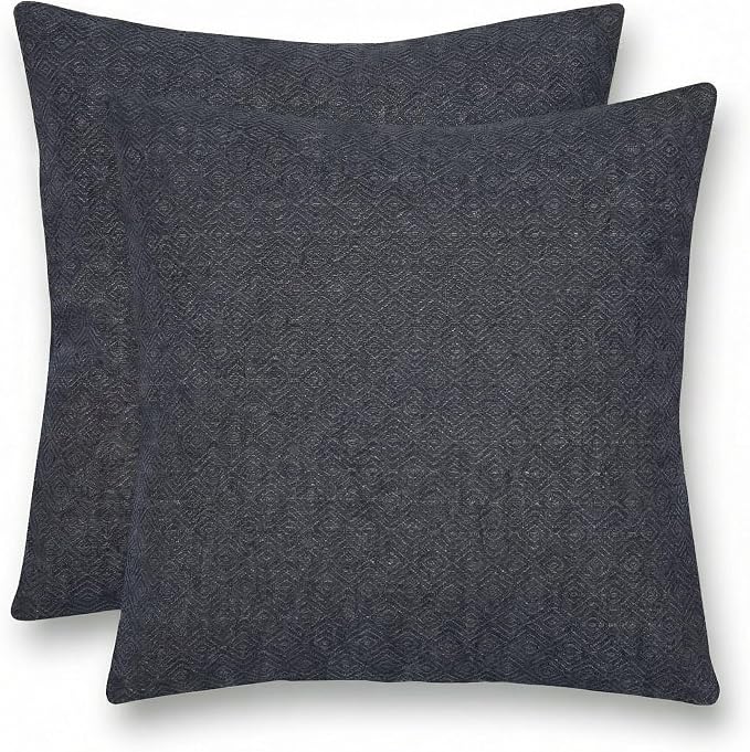 RSH DECOR: Sunbrella Square Throw Pillows Set of 2 | 17" x 17" | Water and Fade-Resistant Performance Fabric | Outdoor Pillow Covers with Down-Alternative Inserts | Made in USA (Sancy Denim)