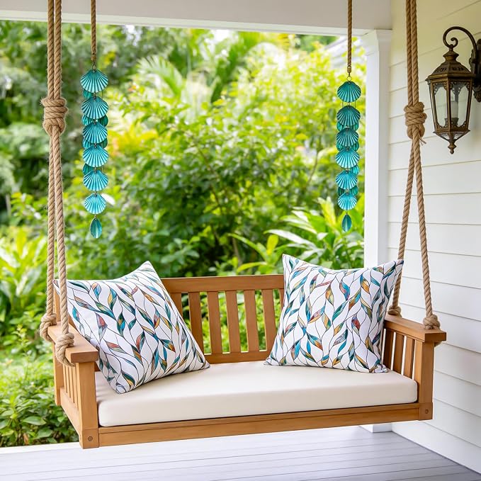 Outdoor Waterproof Pillow Covers Summer Decorative Throw Pillow Covers Tropical Leaf Couch Covers 20x20 Set of 2 Square Outdoor Floral Cushion Cases for Patio Furniture Garden Tent Balcony Bench