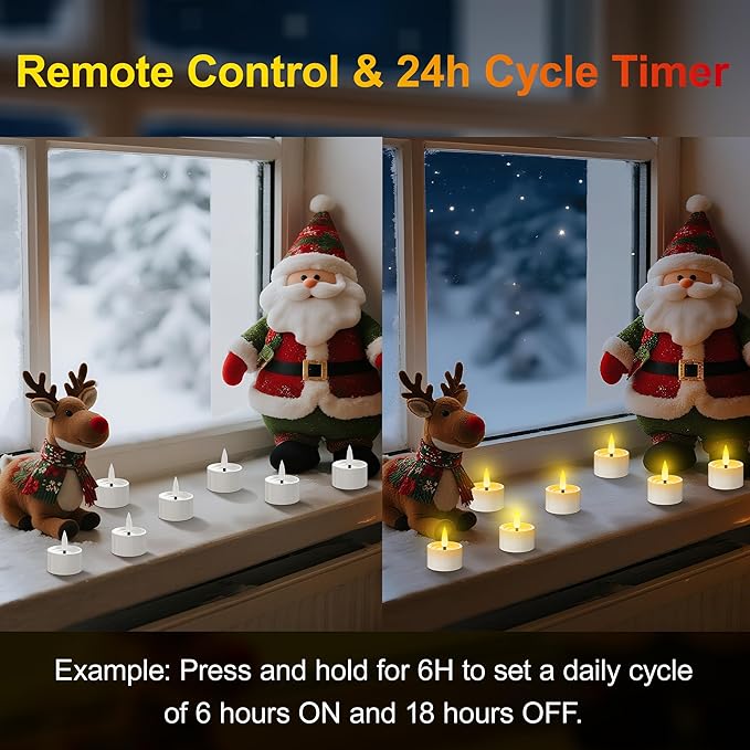 YiaMia 12 Pack Flameless Rechargeable Tea Lights with Magnetic Charging Base & Remote Control Timer, Battery Operated Tea Lights Candles, Rechargeable Votive Candles for Halloween Christmas Decorative