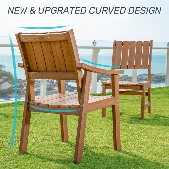 ZHUSI Outdoor Dining Set for 6 HDPE (Teak, 2 Chairs)