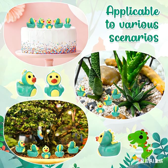 30 Pcs Dinosaur Ducks, Mini Dinosaur Resin Ducks Bulk, Cute Toy Figures for Birthday Party Favors Landscape Decorations (Dinosaurs Duck)
