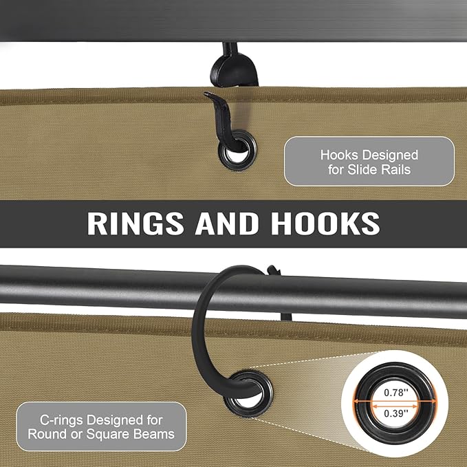 COWVIE 4-Panel 10' x 13' Gazebo Replacement Curtains, Patio Privacy Sidewalls with Double Zipper, Replacement for Outdoor Gazebo Canopy (Curtain Only)
