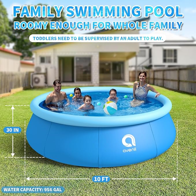 Inflatable Swimming Pool, Round Inflatable Pools Adult Above Ground, Blow up Pool, Top Ring Summer Water Party Pools, Outdoor Pools for Backyard Family Size