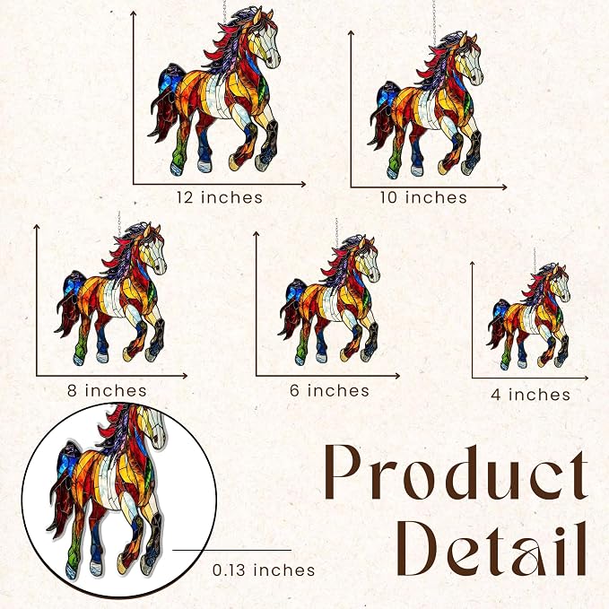 Horse Acrylic Suncatcher, Equestrian Lover Suncatchers for Window Hanging Ornament, Stained Glass Effect Art Garden Decor, Gifts for Mother's Day, Mom, Grandma, Wife, Women, Nana