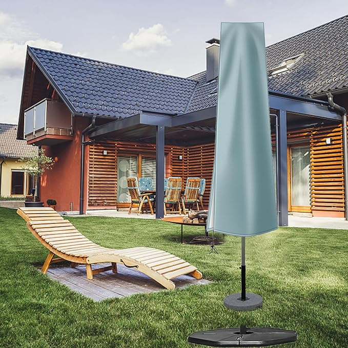 Dafire Patio Umbrella Cover for 7FT to 9FT Patio Umbrellas,1.7m Parasol Covers (Grey 420D),Oxford Fabric Waterproof Market Umbrella Cover with Zip,Parasol Covers for Outdoor Umbrellas with Rod