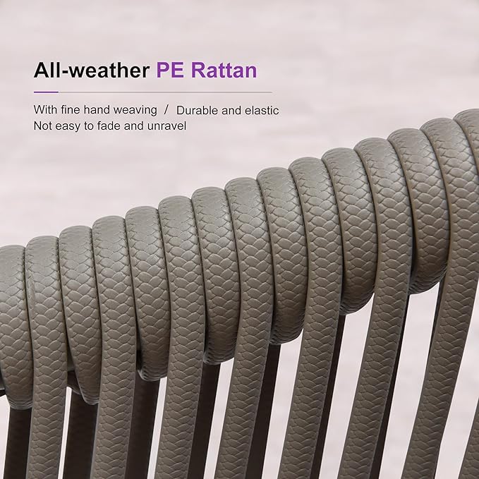 PURPLE LEAF 9 Pieces Outdoor Dining Set Aluminum Rattan Wicker Patio Furniture for Lawn Backyard Deck Grey