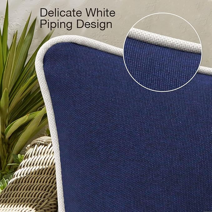 Decorative Outdoor Water Repellent Throw Pillows with Inserts, Set of 4, 18" x18" Pillows for Patio, Backyard, Bed, Couch, and Patio Furniture, Navy