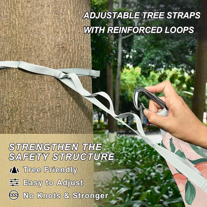 Camping Hammock Outdoor Hammocks for Outside Peach Cute Pink Beach Trees Portable Lightweight with Pockets Tree Straps Indoor