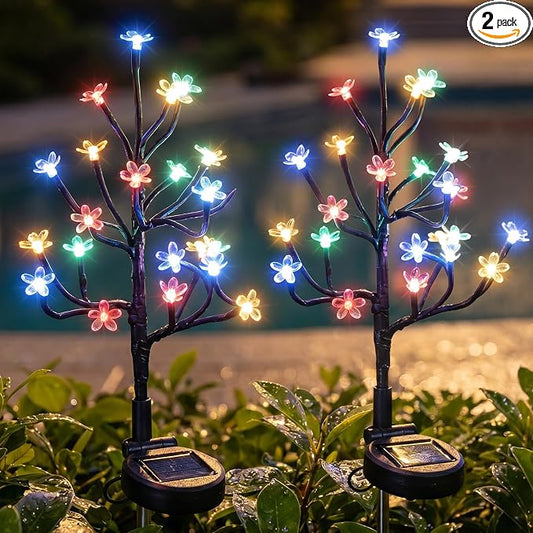 2 Pack Solar Garden Lights Outdoor, Solar Lights Outdoor Flowers | 2Modes 40LED Garden Decor, Waterproof Solar Powered Fairy Garden Outdoor Decorations for Yard Patio Pathway, Gardening Gifts
