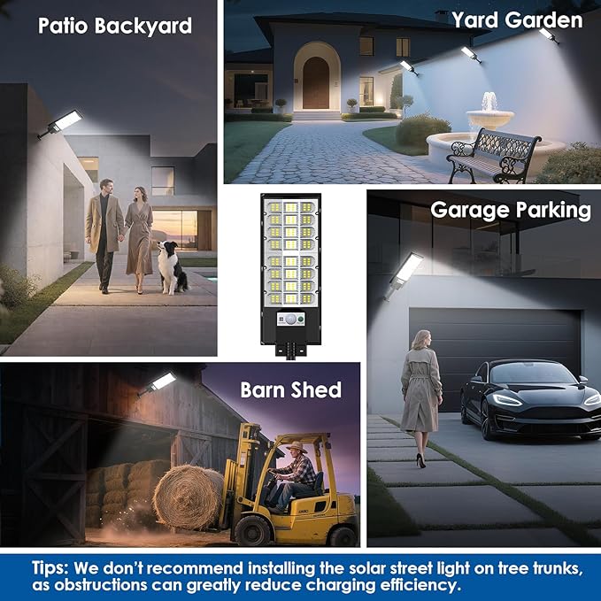 Solar Street Lights Outdoor, Dusk to Dawn Solar Powered LED Lighting Waterproof, Wide Angle Light, Motion Sensor & Remote Control, IP65 Waterproof, Long-Lasting, for Patio, Yard, Outside