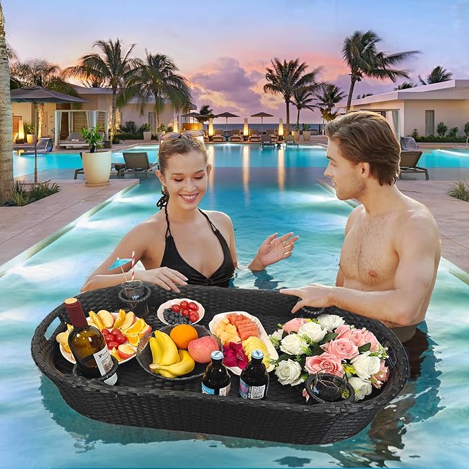 Floating Tray for Pool，Floating Pool Tray, Floating Tray - Floating Pool Table, Ideal for Food & Drinks - Floating Table for Pool - Essential Floating Food Tray for Pool Activities(Oval Big)