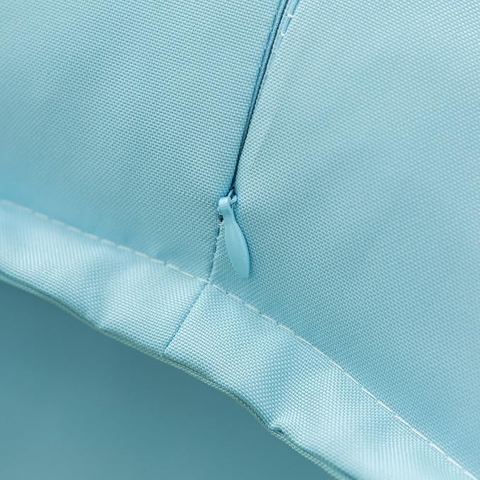 LIGICKY Light Blue Outdoor Waterproof Pillow Covers 20x20 Inch Pack of 2 Decorative Square Solid Color Pillows with Wide Edge Cushion Cover for Patio Tent Garden Couch Balcony
