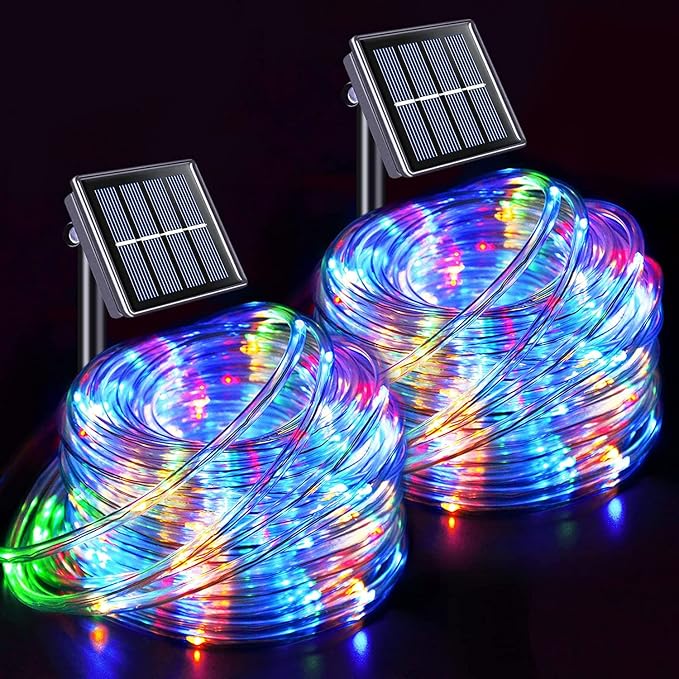 JMEXSUSS Solar Trampoline Lights, 2 * 200 LED Solar Rope Lights | 66ft IP 65 Waterproof Camping Light Outdoor, 8 Modes Trampoline Accessories for Camp Ladder Slide Tent (Multicolor)