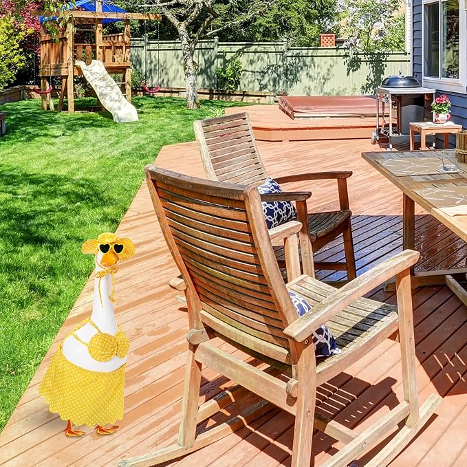 FuWeave Summer Porch Goose Outfit for 17" Summer Bikini Lawn Goose Costume Clothes for Outdoor Patio Yard Lawn Art Decoration Yellow