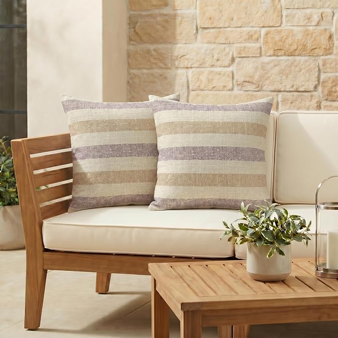 RSH DECOR Square Throw Pillows Set of 2, 24" x 24", Outdoor Pillows Waterproof, Outdoor Pillow Covers, Pillow Covers for Couch, Paris Lavendar, Made in USA