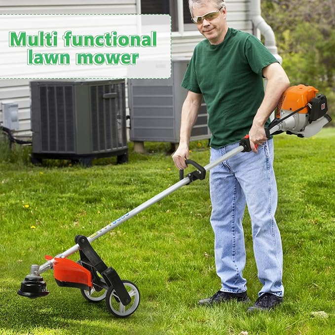 2026 New 8 in 1 Hedge Trimmer Grass Trimmer Gas Powered, 52CC 2-Stroke Multi Functional Weed Eater/Brush Cutter/Chainsaw, Maximum Power/Speed-2.3KW/8500rpm Weed Wacker for Yard Garden Orange