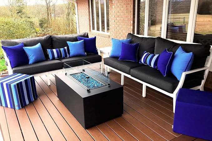 RSH DECOR: Sunbrella Square Throw Pillows Set of 4 | 20" x 20" | Water and Fade-Resistant Performance Fabric | Outdoor Pillow Covers with Down-Alternative Inserts | Milano Cobalt