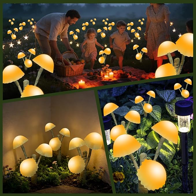 BeHiller Solar Mushrooms Garden Lights Outdoor Waterproof- 6PACKS18LED Brightness Cute Mushroom Decor with Mothers Day Gifts,Longevity Housewarming Gifts for Mom/Yard/Garden/Birthday Party Decor