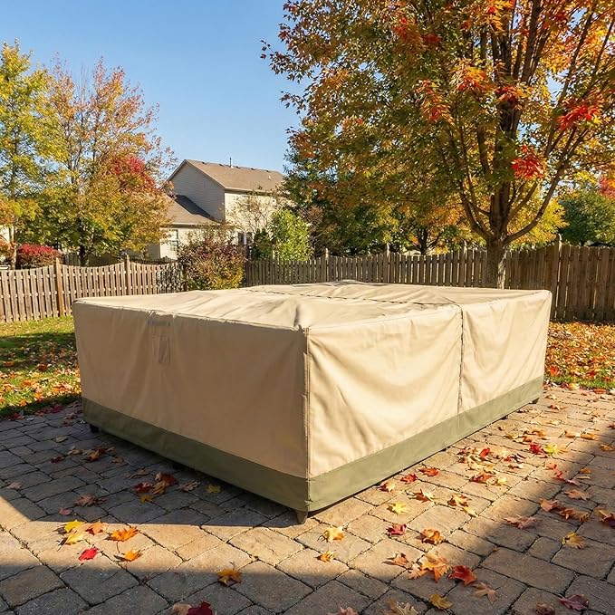 COWVIE Rectangular Outdoor Furniture Cover for Sectional Sofa Set, 600D Waterproof Patio Set Cover for Lawn General Purpose Table and Chairs, 126''L x 88''W x 32''H