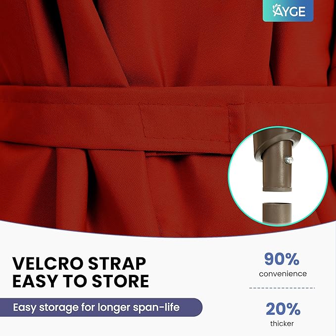 Ayge 6.5x10FT Rectangular Patio Umbrella Outdoor Table Umbrella w/Push Button Tilt & Crank Rectangle Market Umbrella UV Protection for Garden,Deck,Lawn,Yard & Pool,Red