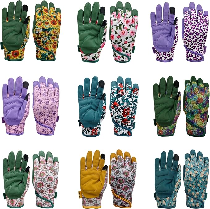 Cute Pattern Gardening Gloves,Thornproof Garden Glove,Gardener Gift | Gardening Gifts for Women,Touchscreen,Tender Thornproof,Cute Pattern,Protection Palm,Machine Washable,Adjustable Cuff