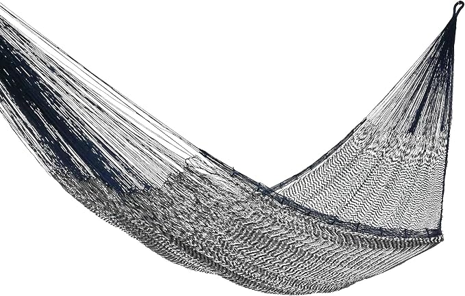 NOVICA Blue Gray Nylon Hand Woven Mayan Rope 2 Person XL Hammock, 'Ocean Waves' (Double)