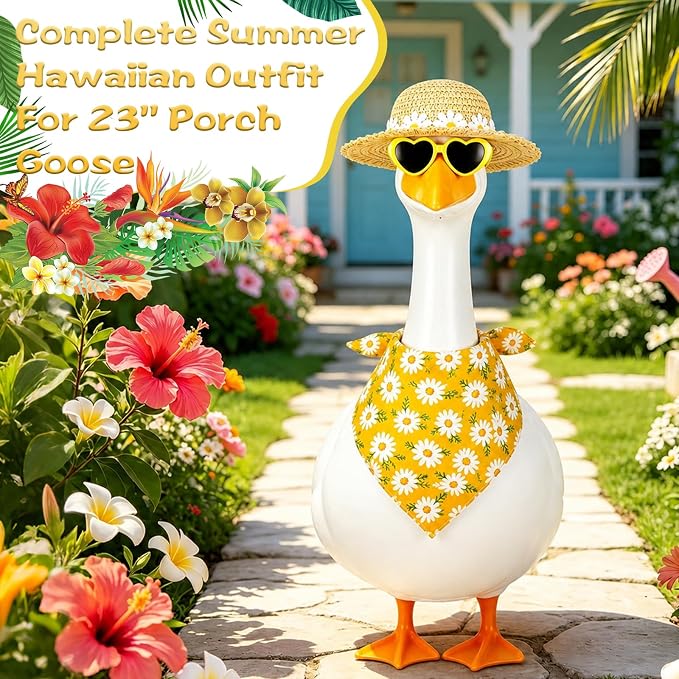 Porch Goose Summer Outfit,Hsummer Porch Goose Outfit,Porch Goose Bikini,Summer Garden Lawn Patio Yard Outdoor Decor (Flower Green)