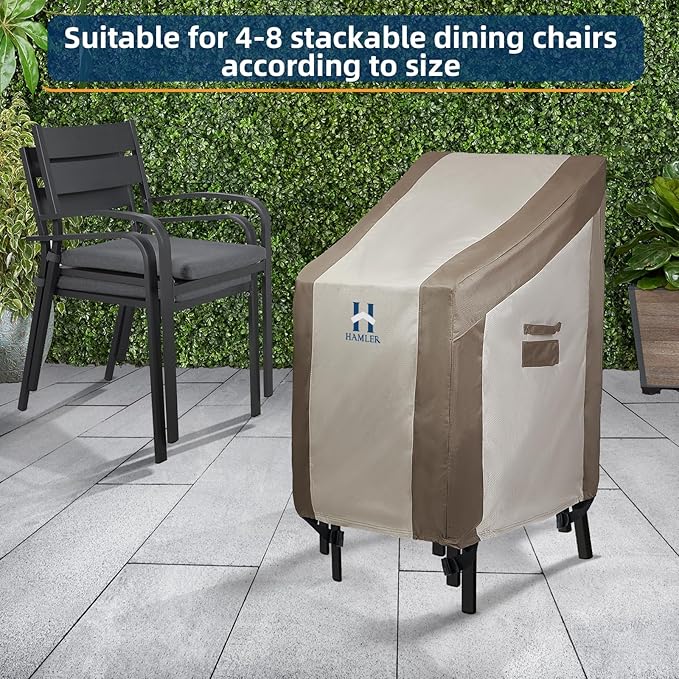 HAMLER Patio Chair Covers 2 Pack, Outdoor Chair Covers Waterproof Fits up to 28L x 36D x 47H inches, Heavy Duty Lawn Furniture Covers, Lounge Deep Seat Cover for Patio Furniture