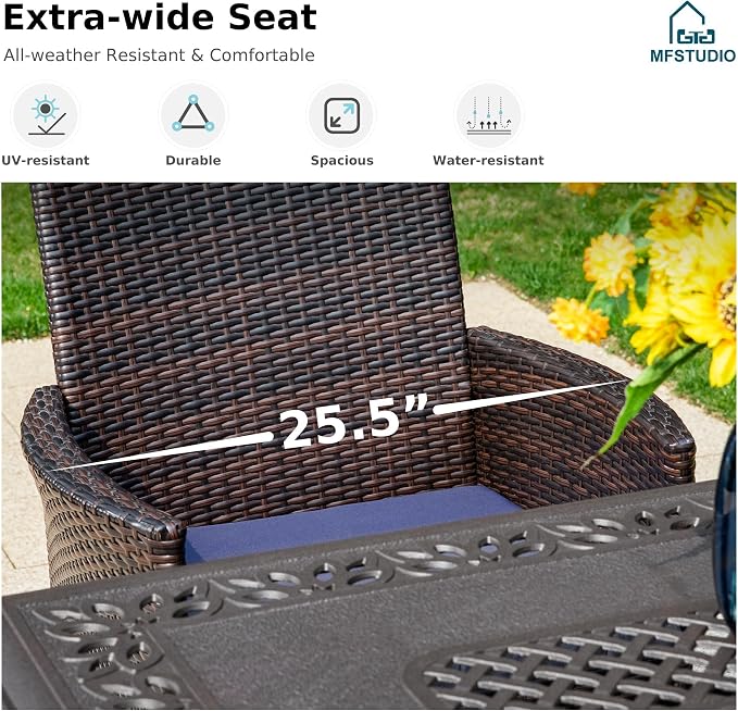 MFSTUDIO 9 Pieces Outdoor Dining Set, Patio Table and Chairs for 8, Outdoor 57" Square Table with Chairs, Patio Dinng Furniture Set Wicker, Backyard, Deck