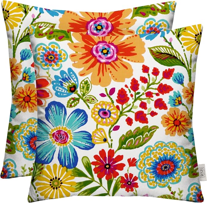 RSH DECOR Square Throw Pillows Set of 4, 17" x 17", Outdoor Pillows Waterproof, Gregoire Fresco, Made in USA