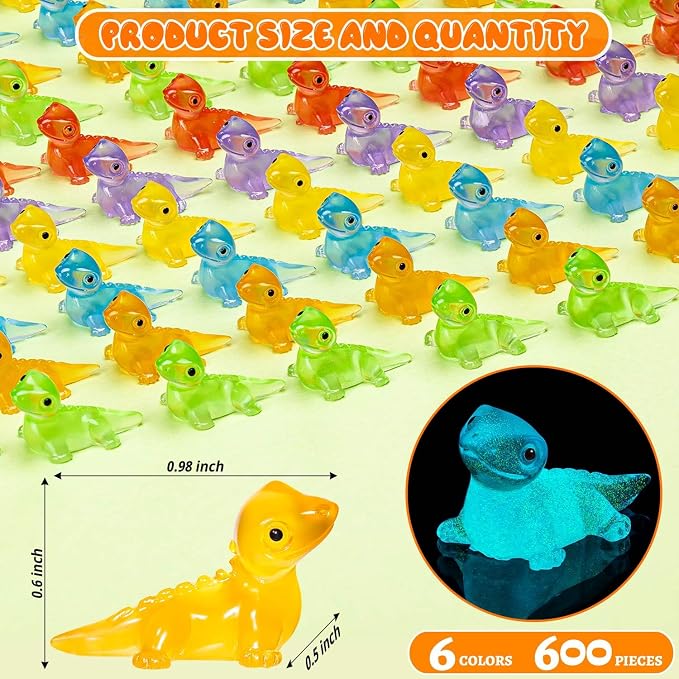 600PCS Luminous Mini Resin Lizards Tiny Glow Lizard Figurines Bulk | Miniature Lizard Animal Figurines Glow in The Dark, Micro Moss Garden Landscape, Dollhouse DIY, Birthday Party Home Decor