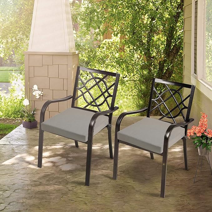 FUNHOME Patio Cushion Covers 22 x 20 x 4 Inch, No Insert! 2 Pack Water Repellent Outdoor Chair Seat Cushion Slip Covers with Zipper and Tie, Replacement Cover Only(Beige Coffee)