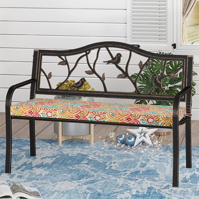 FUNHOME Outdoor Bench Cushion Covers,42" x 18" x 3", No Insert! Patio Cushion Covers for Outdoor Furniture,Water Resistant Patio Bench Loveseat Cushion Covers 1 Pack, Corinthian Dapple (Covers ONLY)