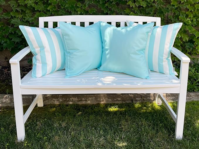Pack of 2 Outdoor 20''x20'' Waterproof Baby Blue Throw Pillow Covers Decorative Square Patio Pillows for Patio Furniture (Waterspout)