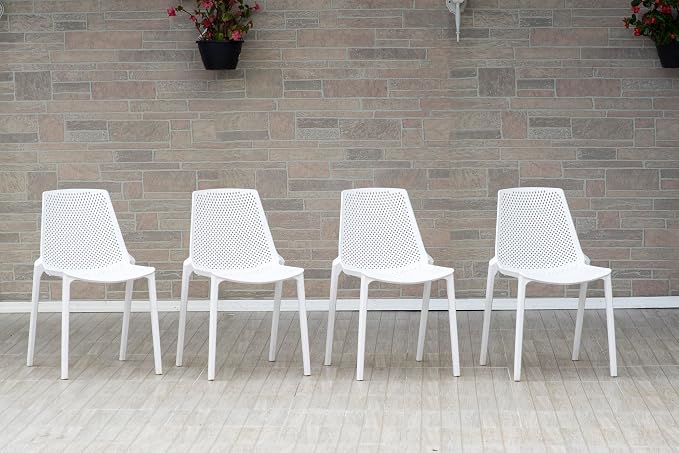Urban Elements Melbourne 9-Piece Round Patio Furniture Set | Teak Finish 100% FSC Eucalyptus Wood | Backyard Furniture, Outside Table and Chairs, Outdoor Dining Set, White