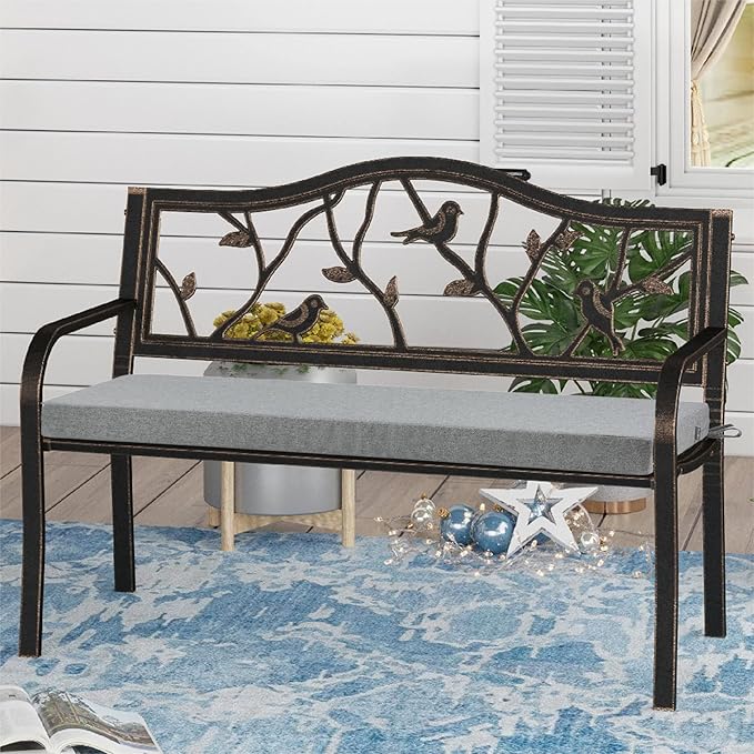 FUNHOME Outdoor Bench Cushion Covers,45" x 18" x 3", No Insert! Patio Cushion Covers Replacement for Outdoor Furniture,Water Resistant Patio Loveseat Cushion Covers 1 Pack, Light Grey (Covers ONLY)