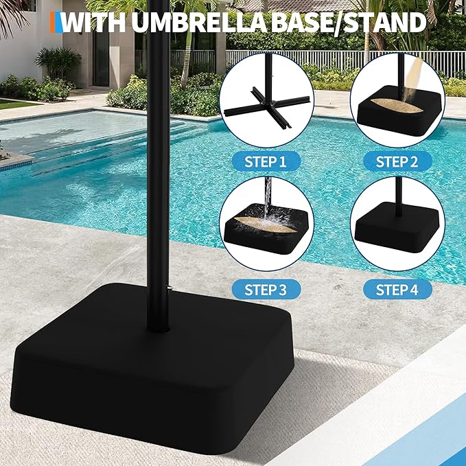 Double-Side Rectangular Pool Umbrella, 15ft Large Patio Umbrella with Base Included, Outdoor Market Umbrellas for Poolside Lawn Backyard