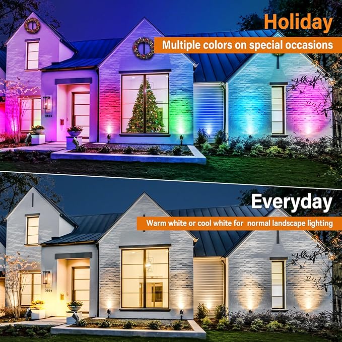 Spotlight Outdoor RGB Spot Lights 10W LED Landscape Lights Spot Lights Outdoor with 16 Color Changing for Yard Garden Decor, Landscape Lighting with Remote IP67 Waterproo(8 Pack)