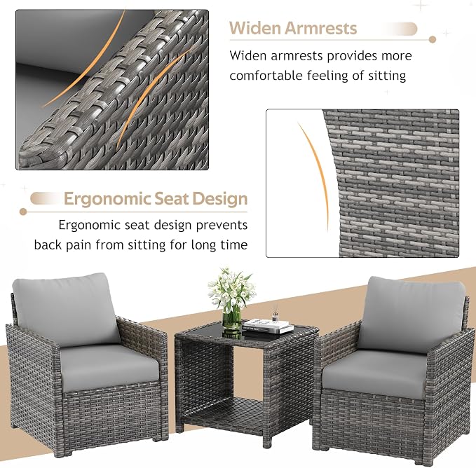 U-MAX Patio Furniture Set with Two Table, 7 PCS Outdoor Furniture for Garden