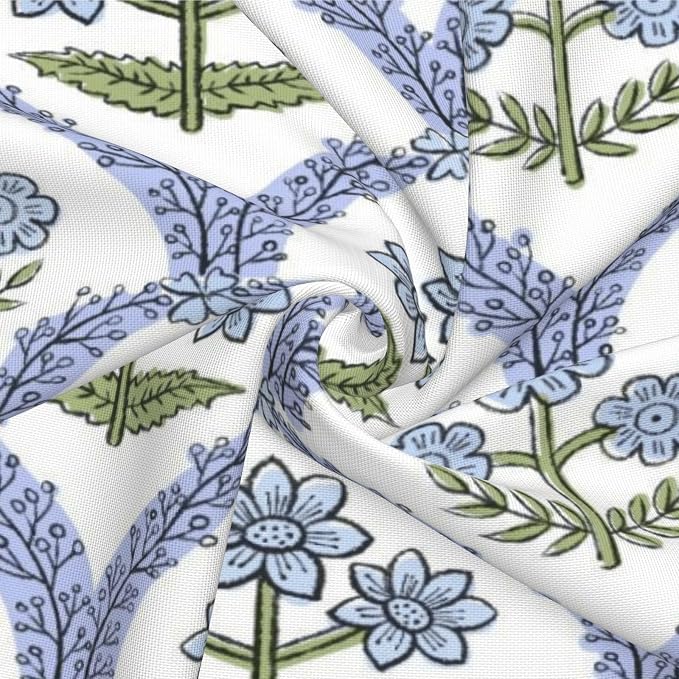 Spring Pillow Cover 20x20 Inch Set of 2, Blue Floral Block Print Outdoor Waterproof Cushion Covers, Spring Home Decor Vintage Throw Pillows for Patio Furniture