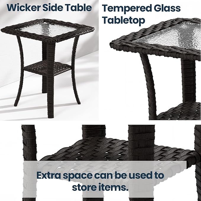 Kullavik 7 Pieces Patio Furniture Set,All-Weather Wicker High Back Outdoor Swivel Rocker Patio Chairs with Coffee Table & Thick Cushions,Paito Conversation Set for Porch,Deck,Sand