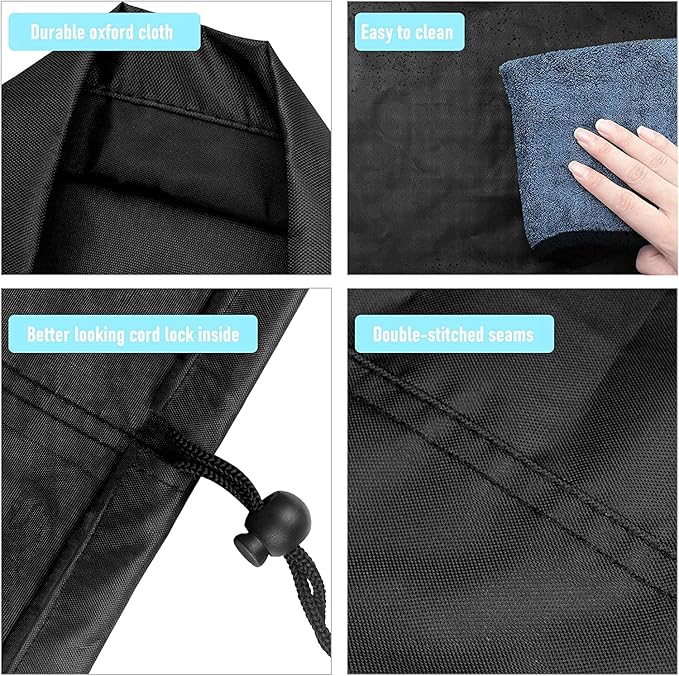 Round Patio Table Cover Waterproof, 85" Diax27.9" H Heavy Duty Oxford Fabric Outdoor Patio Furniture Cover Patio Table Chair Set Covers for Garden Round Table Dining Set, Black