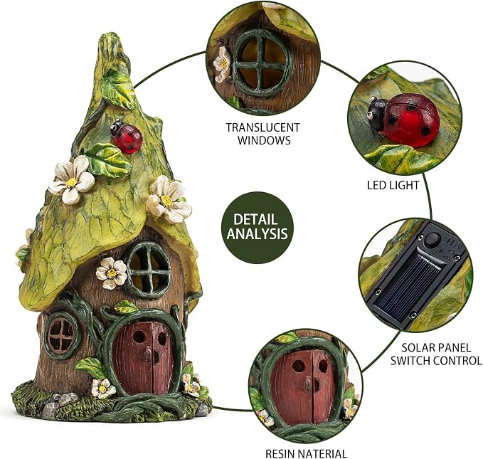 AIINY Garden Decor Outdoor Solar Statues, 9.4Inch Resin Fairy Garden Solar Lights Birthday Gifts for Women Yard Decorations, Gardening Gifts for Patio, Balcony, Porch Decor
