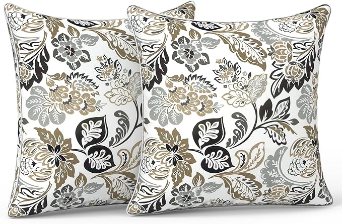 LVTXIII Outdoor Pillow Covers 20x20 Patio Waterproof Throw Pillow Cases Fade Resistant Accent Pillow Covers for Spring Summer Garden Decoration, Set of 2, Dailey Tan