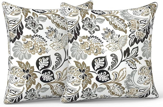 LVTXIII Outdoor Pillow Covers 20x20 Patio Waterproof Throw Pillow Cases Fade Resistant Accent Pillow Covers for Spring Summer Garden Decoration, Set of 2, Dailey Tan